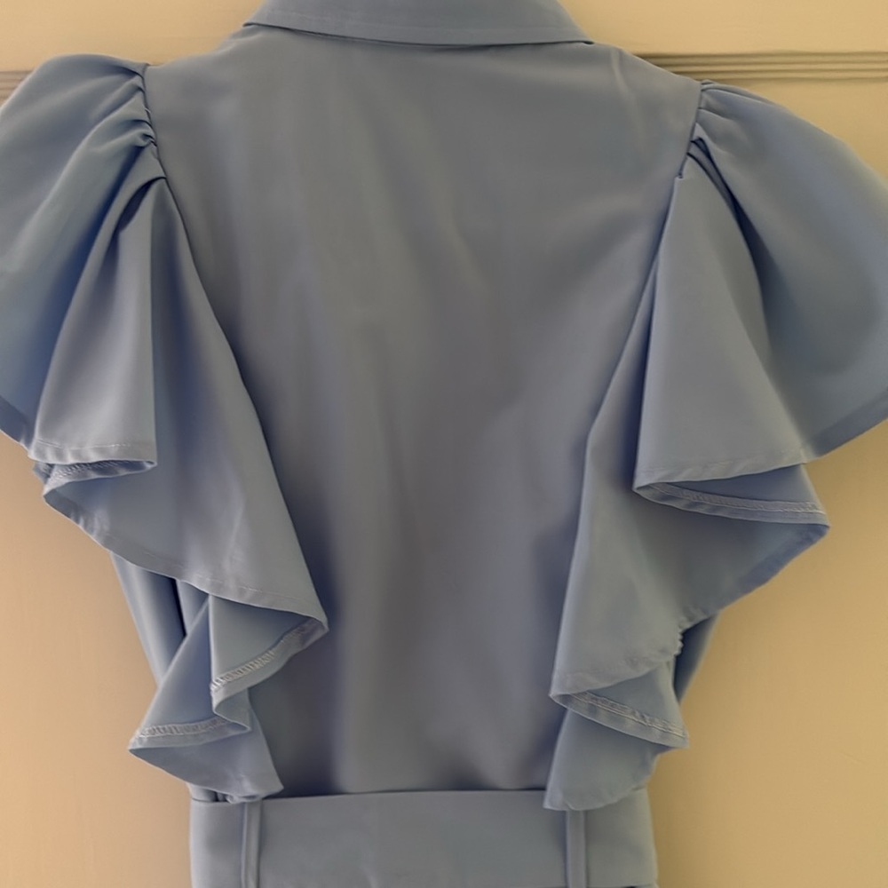 Pink Ripple Elegant Blue Ruffle Dress size M - Picture 4 of 4